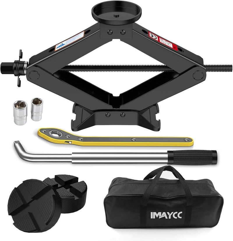 IMAYCC Scissor Jack 3 Ton, 4.1"-18.3" Lifting Car Jack, Heavy Duty Car Jack Kit, Portable Tire Changing kit with Lug Wrench, Tire Jack Tool for Car SUV MPV - Image 1
